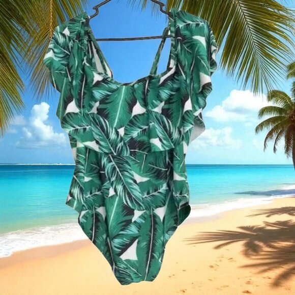 Off the Shoulder Tummy Control Swimsuit 1X - Picture 1 of 7